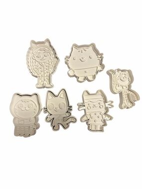 Gabby's Dollhouse Cookie Cutter and Stamp Set Cat Birthday Fondant Clay Baking T